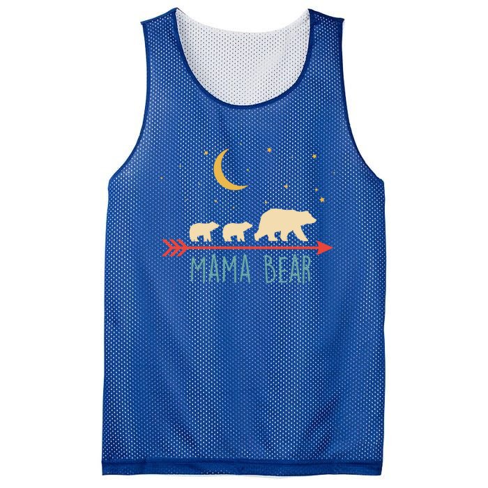 Mama Bear Gift With 2 Cubs Funny Gift Retro Style Gift Mesh Reversible Basketball Jersey Tank