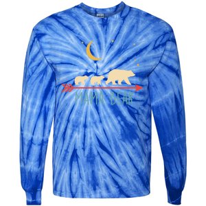 Mama Bear Gift With 2 Cubs Funny Gift Retro Style Gift Tie-Dye Long Sleeve Shirt