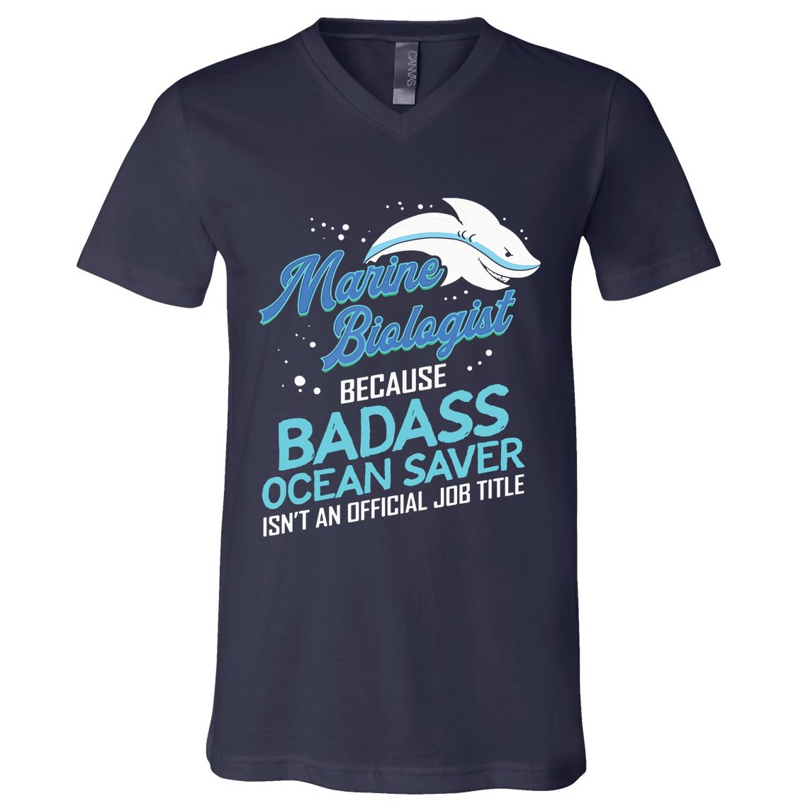 Marine Biologist Gift Marine Biology Ocean Scientist Shark V-Neck T-Shirt