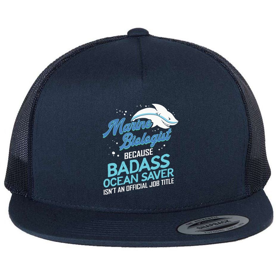 Marine Biologist Gift Marine Biology Ocean Scientist Shark Flat Bill Trucker Hat