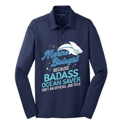 Marine Biologist Gift Marine Biology Ocean Scientist Shark Silk Touch Performance Long Sleeve Polo