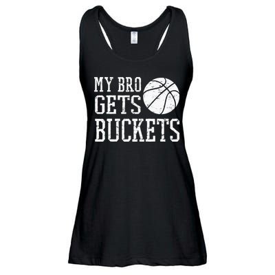 My Bro Gets Buckets Fun Brother & Sister Basketball Ladies Essential Flowy Tank