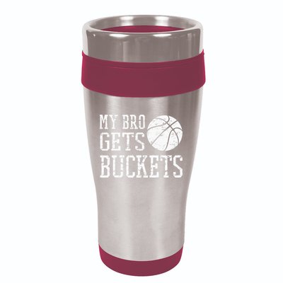 My Bro Gets Buckets Fun Brother & Sister Basketball 16oz Travel Tumbler