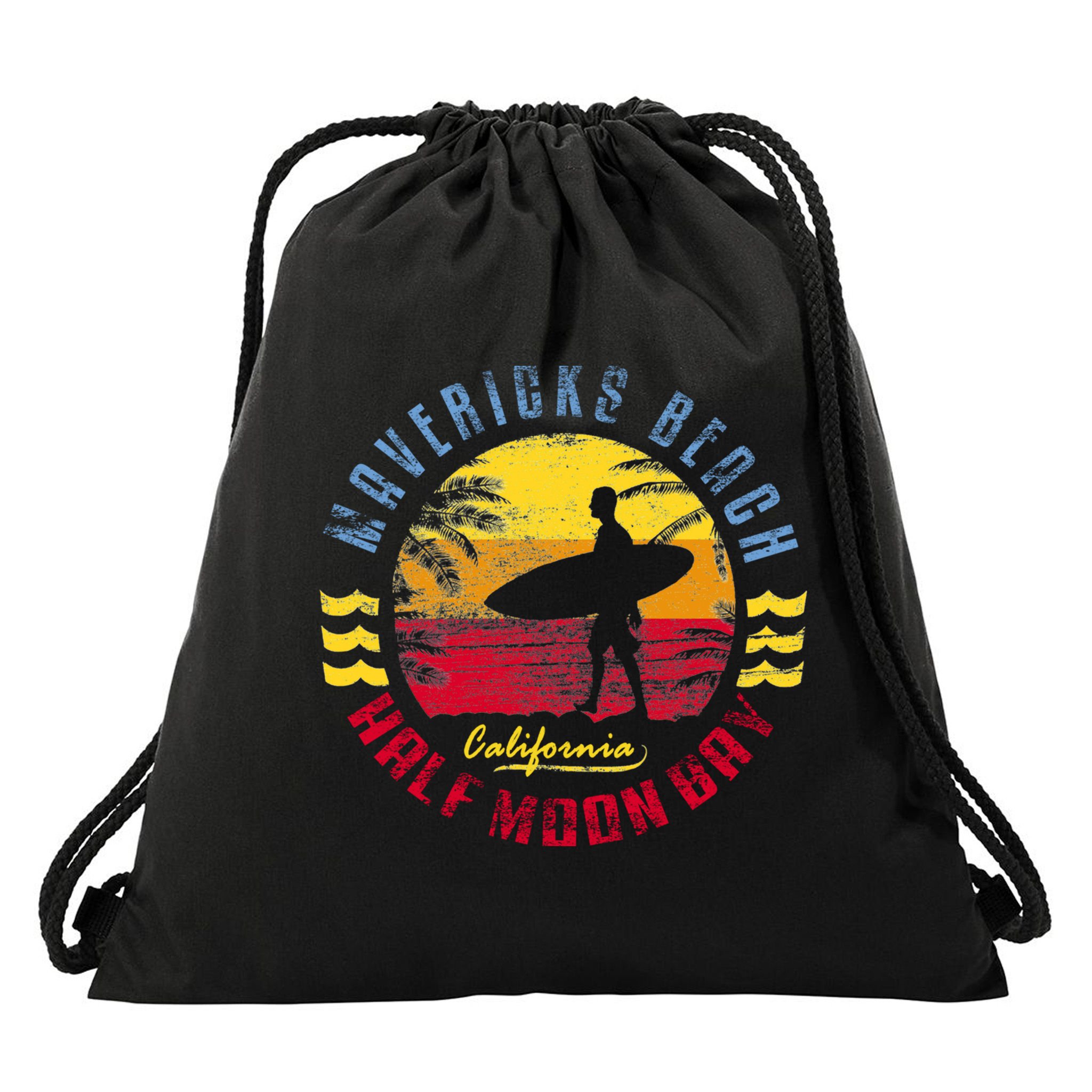 Mavericks Beach Gift Surfing Gift Drawstring Bag