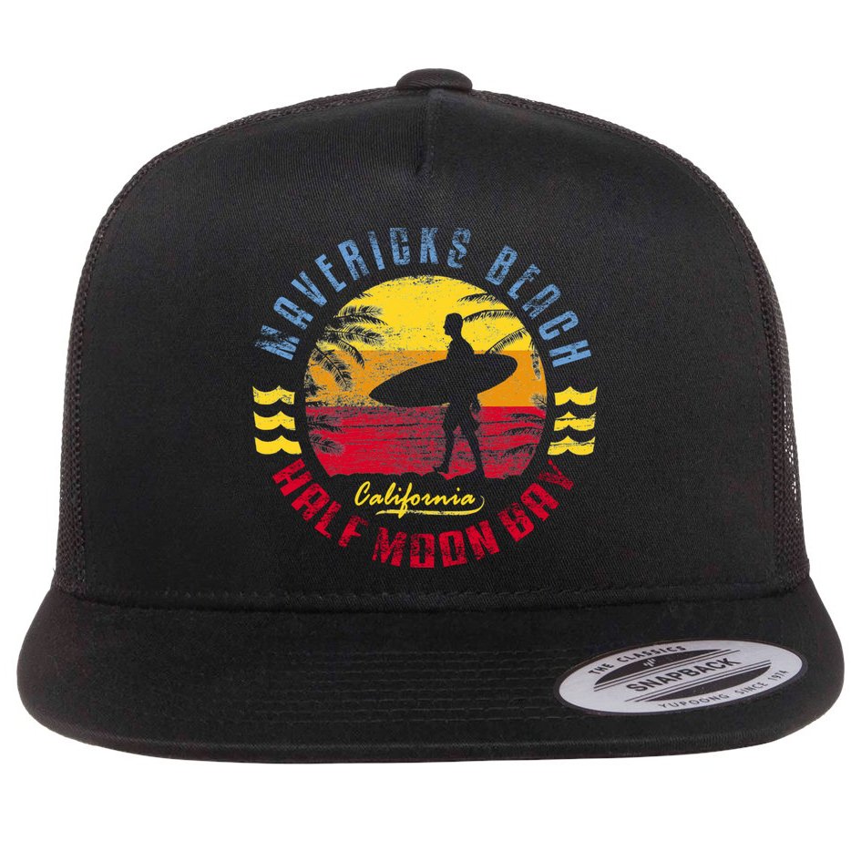 Mavericks Beach Gift Surfing Gift Flat Bill Trucker Hat