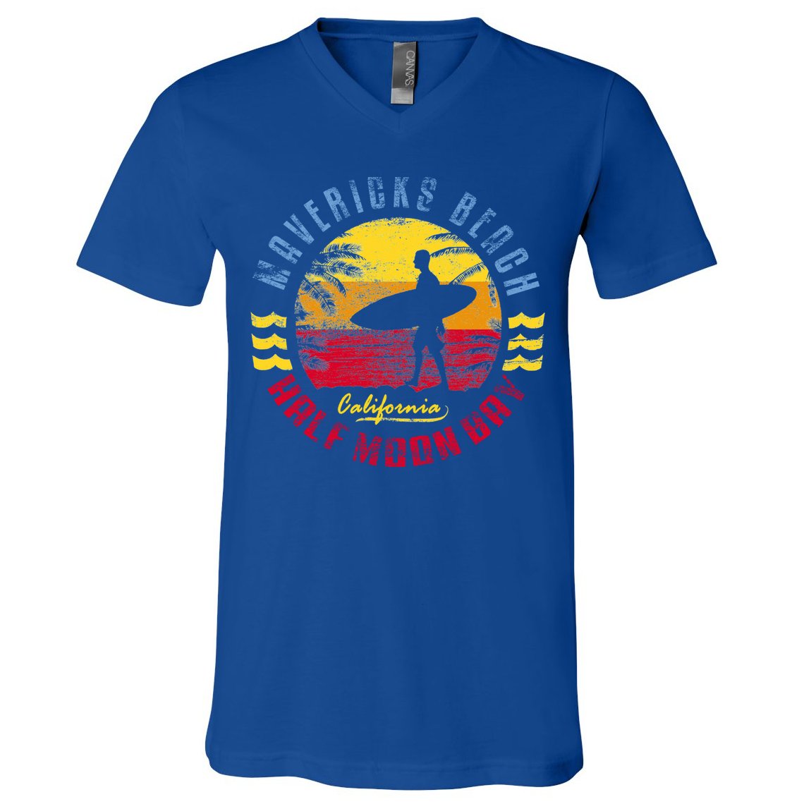 Mavericks Beach Gift Surfing Gift V-Neck T-Shirt
