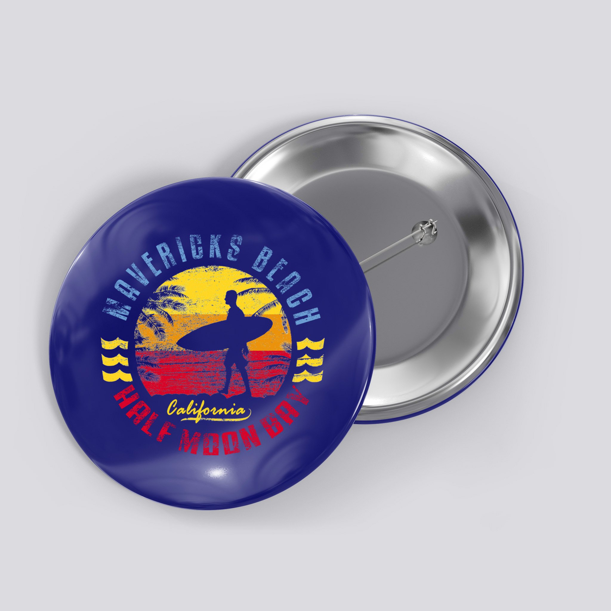 Mavericks Beach Gift Surfing Gift Button