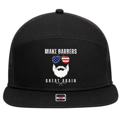 Make Barbers Great Again 2024 For Barbers 7 Panel Mesh Trucker Snapback Hat