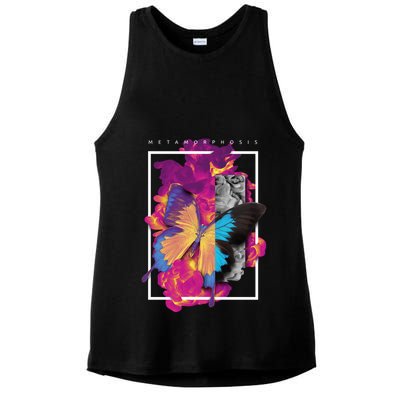Metamorphosis Butterfly Graphic Ladies PosiCharge Tri-Blend Wicking Tank