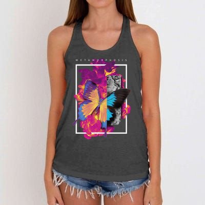 Metamorphosis Butterfly Graphic Women's Knotted Racerback Tank