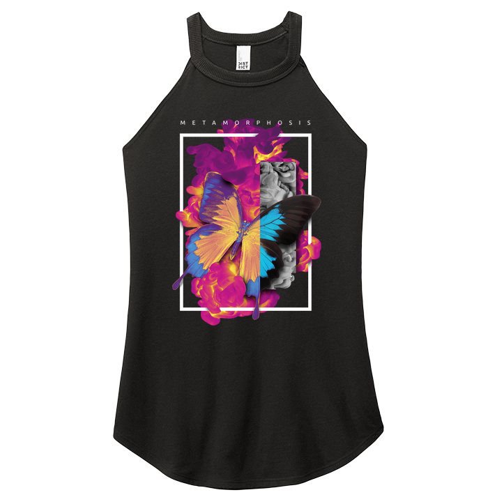 Metamorphosis Butterfly Graphic Women's Perfect Tri Rocker Tank