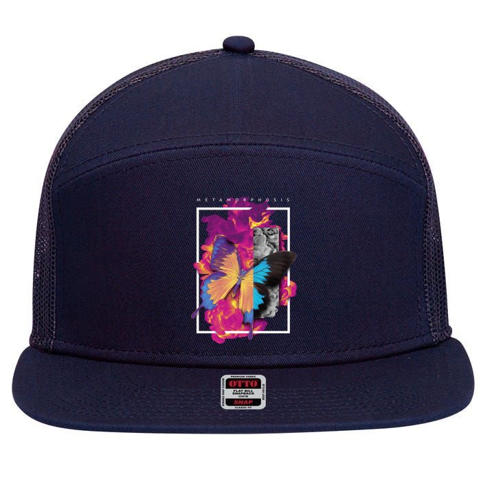 Metamorphosis Butterfly Graphic 7 Panel Mesh Trucker Snapback Hat