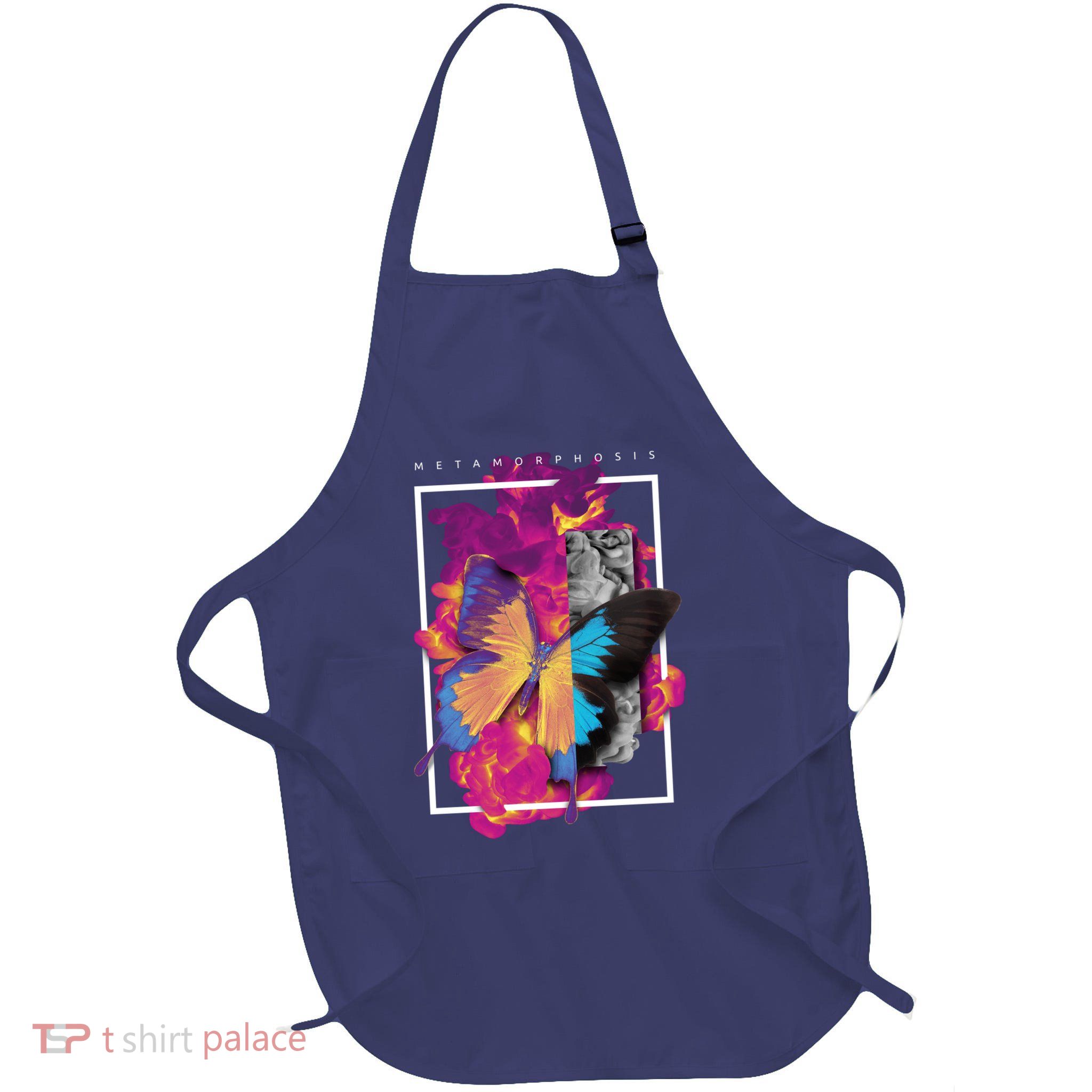 Metamorphosis Butterfly Graphic Full-Length Apron With Pockets