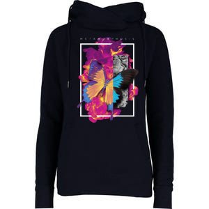 Metamorphosis Butterfly Graphic Womens Funnel Neck Pullover Hood