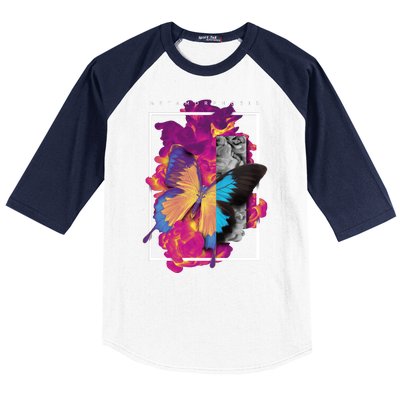 Metamorphosis Butterfly Graphic Baseball Sleeve Shirt