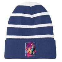 Metamorphosis Butterfly Graphic Striped Beanie with Solid Band