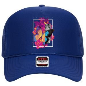 Metamorphosis Butterfly Graphic High Crown Mesh Back Trucker Hat