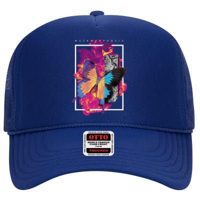 Metamorphosis Butterfly Graphic High Crown Mesh Back Trucker Hat