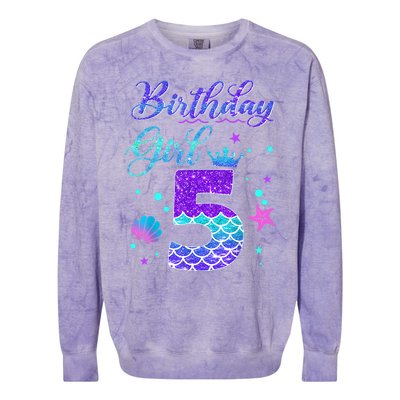 Mermaid Birthday Girl 5 Year Old Its My 5th Birthday Mermaid Colorblast Crewneck Sweatshirt