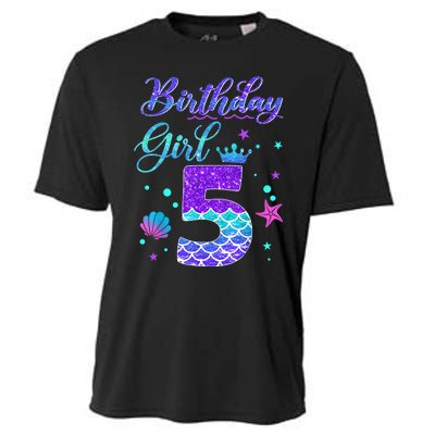 Mermaid Birthday Girl 5 Year Old Its My 5th Birthday Mermaid Cooling Performance Crew T-Shirt