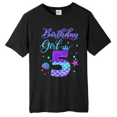 Mermaid Birthday Girl 5 Year Old Its My 5th Birthday Mermaid Tall Fusion ChromaSoft Performance T-Shirt