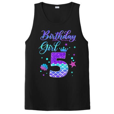 Mermaid Birthday Girl 5 Year Old Its My 5th Birthday Mermaid PosiCharge Competitor Tank