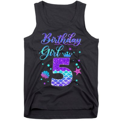 Mermaid Birthday Girl 5 Year Old Its My 5th Birthday Mermaid Tank Top