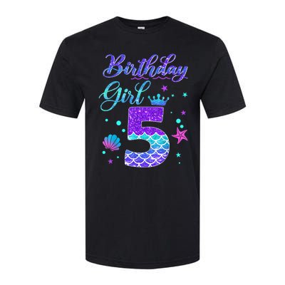 Mermaid Birthday Girl 5 Year Old Its My 5th Birthday Mermaid Softstyle CVC T-Shirt