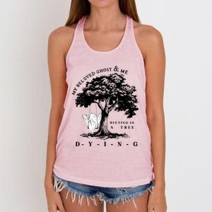 My Beloved Ghost & Me Sitting In A Tree Dying Women's Knotted Racerback Tank