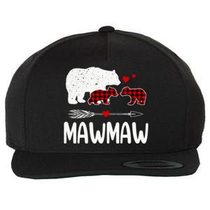 Mawmaw Bear Gift Red Buffalo Plaid Mawmaw Bear Pajama Gift Wool Snapback Cap