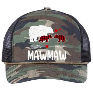 Mawmaw Bear Gift Red Buffalo Plaid Mawmaw Bear Pajama Gift Retro Rope Trucker Hat Cap