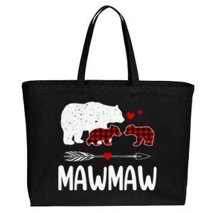 Mawmaw Bear Gift Red Buffalo Plaid Mawmaw Bear Pajama Gift Cotton Canvas Jumbo Tote