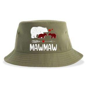 Mawmaw Bear Gift Red Buffalo Plaid Mawmaw Bear Pajama Gift Sustainable Bucket Hat