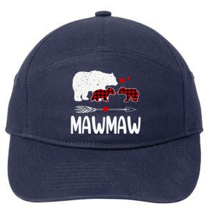 Mawmaw Bear Gift Red Buffalo Plaid Mawmaw Bear Pajama Gift 7-Panel Snapback Hat