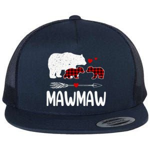 Mawmaw Bear Gift Red Buffalo Plaid Mawmaw Bear Pajama Gift Flat Bill Trucker Hat