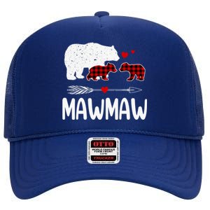 Mawmaw Bear Gift Red Buffalo Plaid Mawmaw Bear Pajama Gift High Crown Mesh Back Trucker Hat