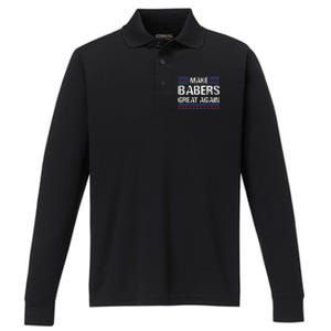 Make Barbers Great Again Barbers For Trump 2024 Performance Long Sleeve Polo