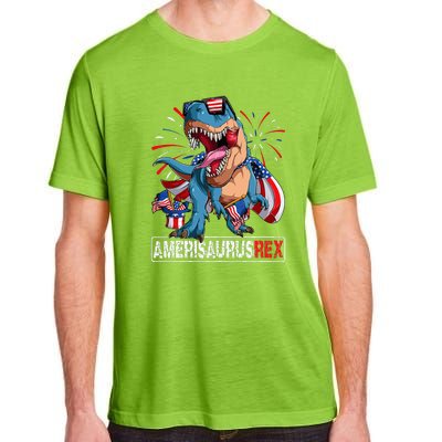 Men Boy Girl Funny Dinosaur 4th Of July B Amerisaurus T Rex Gift Adult ChromaSoft Performance T-Shirt