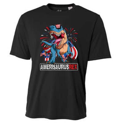 Men Boy Girl Funny Dinosaur 4th Of July B Amerisaurus T Rex Gift Cooling Performance Crew T-Shirt