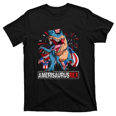 Men Boy Girl Funny Dinosaur 4th Of July B Amerisaurus T Rex Gift T-Shirt