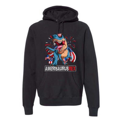 Men Boy Girl Funny Dinosaur 4th Of July B Amerisaurus T Rex Gift Premium Hoodie