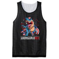 Men Boy Girl Funny Dinosaur 4th Of July B Amerisaurus T Rex Gift Mesh Reversible Basketball Jersey Tank