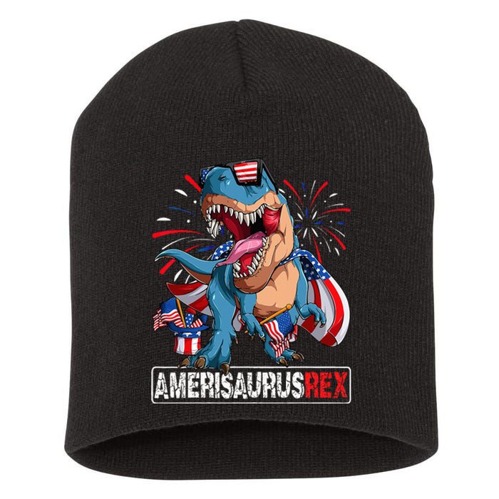 Men Boy Girl Funny Dinosaur 4th Of July B Amerisaurus T Rex Gift Short Acrylic Beanie