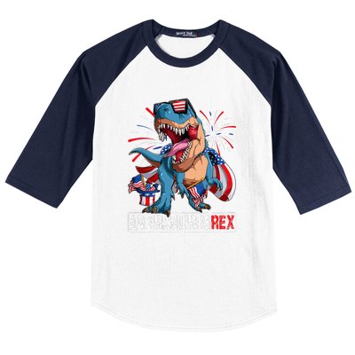 Men Boy Girl Funny Dinosaur 4th Of July B Amerisaurus T Rex Gift Baseball Sleeve Shirt