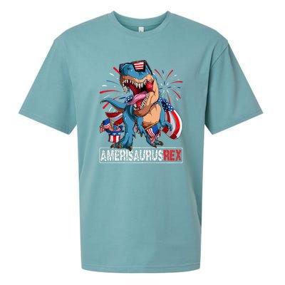 Men Boy Girl Funny Dinosaur 4th Of July B Amerisaurus T Rex Gift Sueded Cloud Jersey T-Shirt