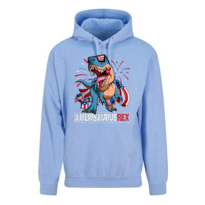 Men Boy Girl Funny Dinosaur 4th Of July B Amerisaurus T Rex Gift Unisex Surf Hoodie