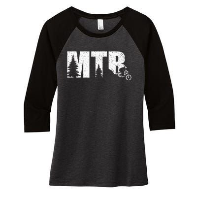 Mountain Biker Gifts Women's Tri-Blend 3/4-Sleeve Raglan Shirt