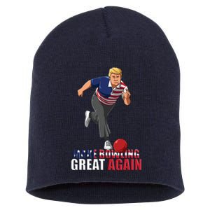 Make Bowling Great Again Funny Trump Bowling Gift Short Acrylic Beanie