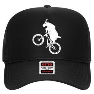 Mountain Bike Goat Funny Bicycle Day For Goat Lover High Crown Mesh Back Trucker Hat