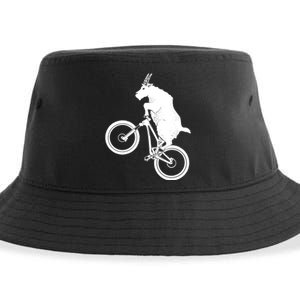 Mountain Bike Goat Funny Bicycle Day For Goat Lover Sustainable Bucket Hat